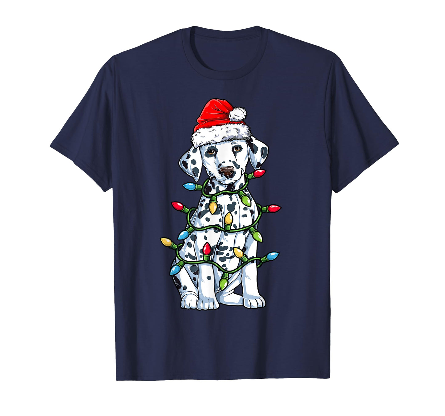 Dalmatian Santa Christmas Tree Lights Xmas Boys Dog Dogmas T-Shirt