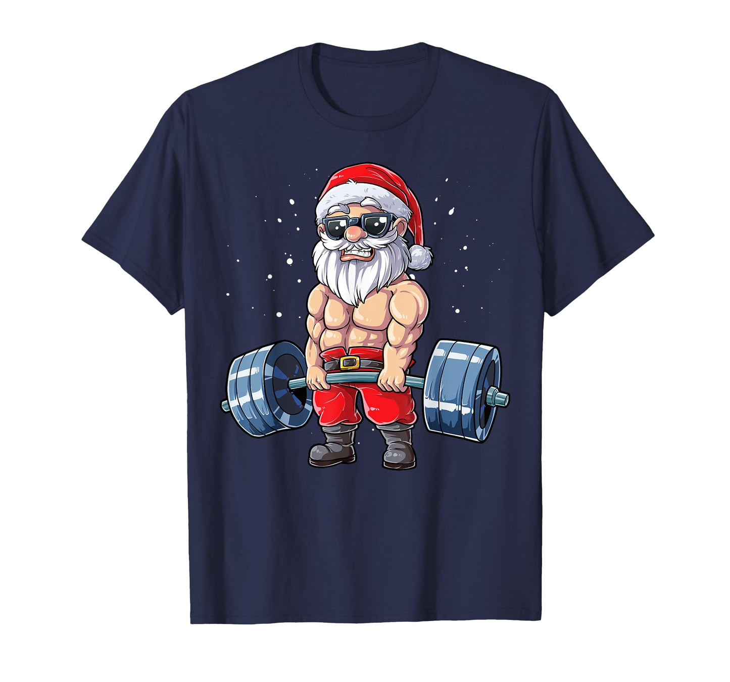 Santa Weightlifting Christmas Fitness Gym Deadlift Xmas Men T-Shirt