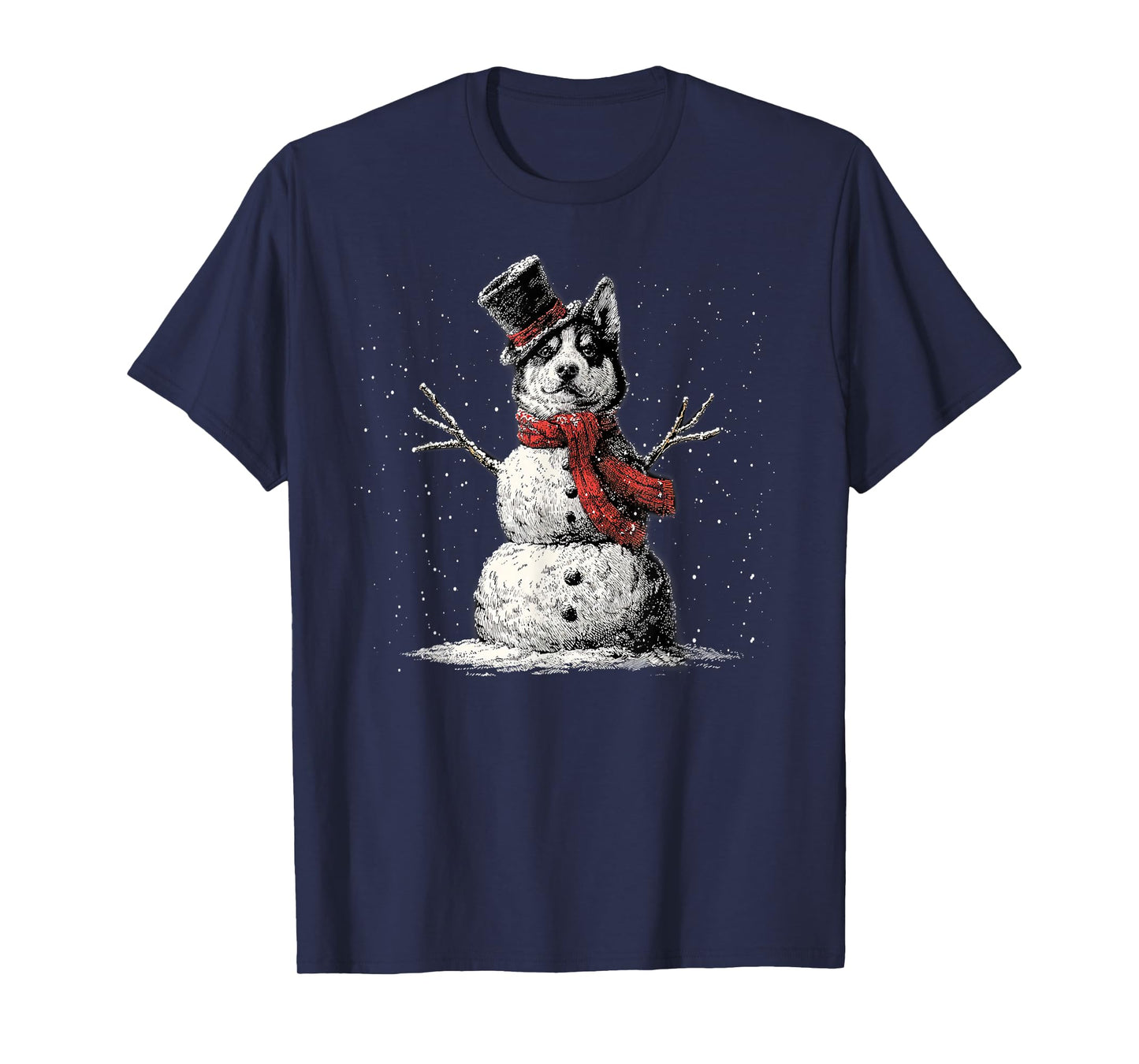 Funny Husky Dog Christmas Snowman Xmas Pajama T-Shirt