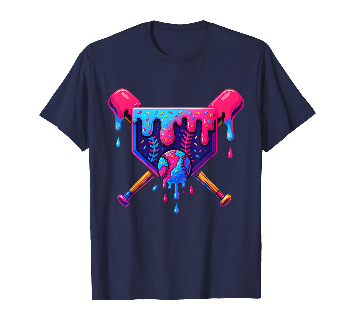 Baseball Home Plate Dripping Ice Cream Drip Youth Boys T-Shirt