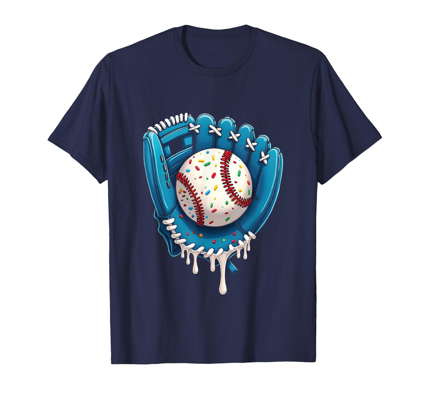 Baseball Drip Ice Cream Sprinkles Baseball Glove T-Shirt