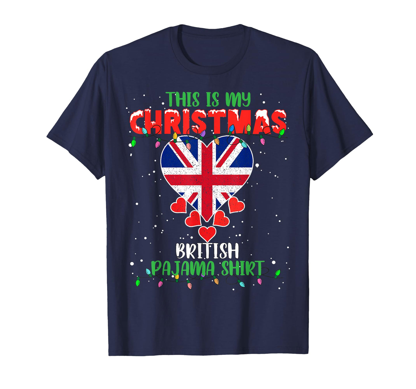 This Is My Christmas Lights Love British Flag Pajama T-Shirt
