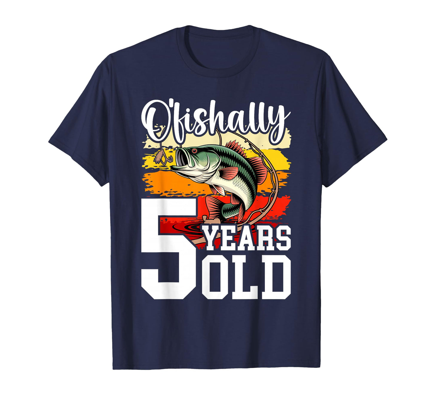 Ofishally 5 Years Old Fisherman 5th Birthday Fishing T-Shirt
