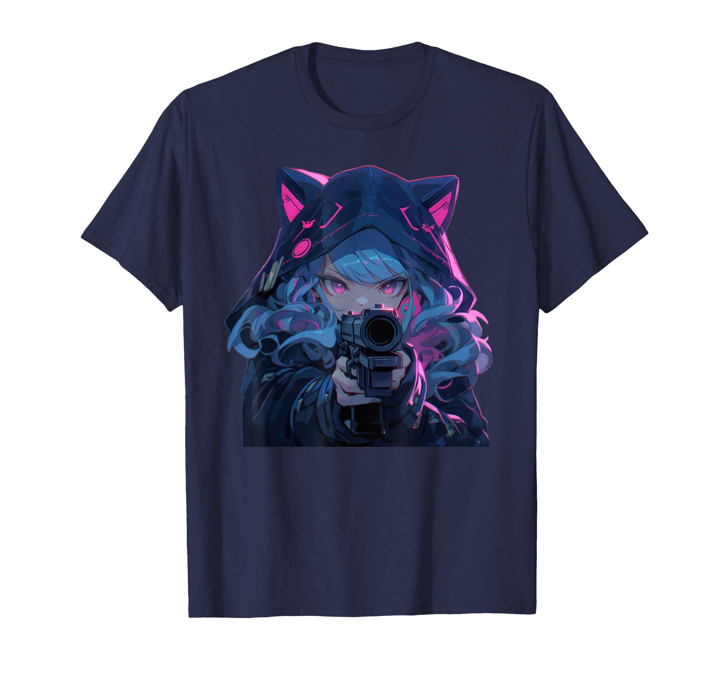 Cute Neko Anime Girl Assassin - Kawaii anime cat lover meow T-Shirt