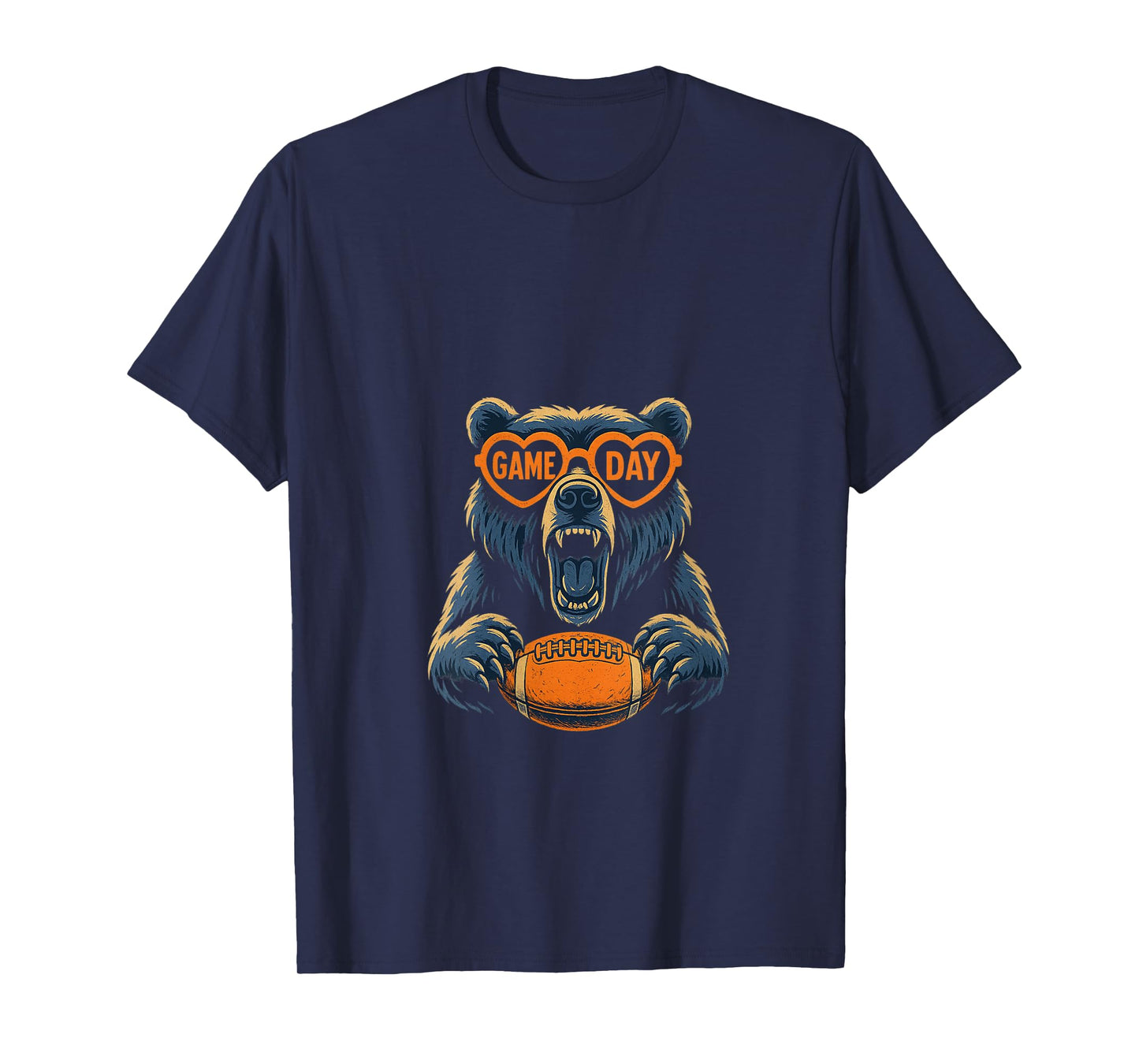 Womens Funny Football Bear Game Day Vintage Shirt Fans V-Neck T-Shirt