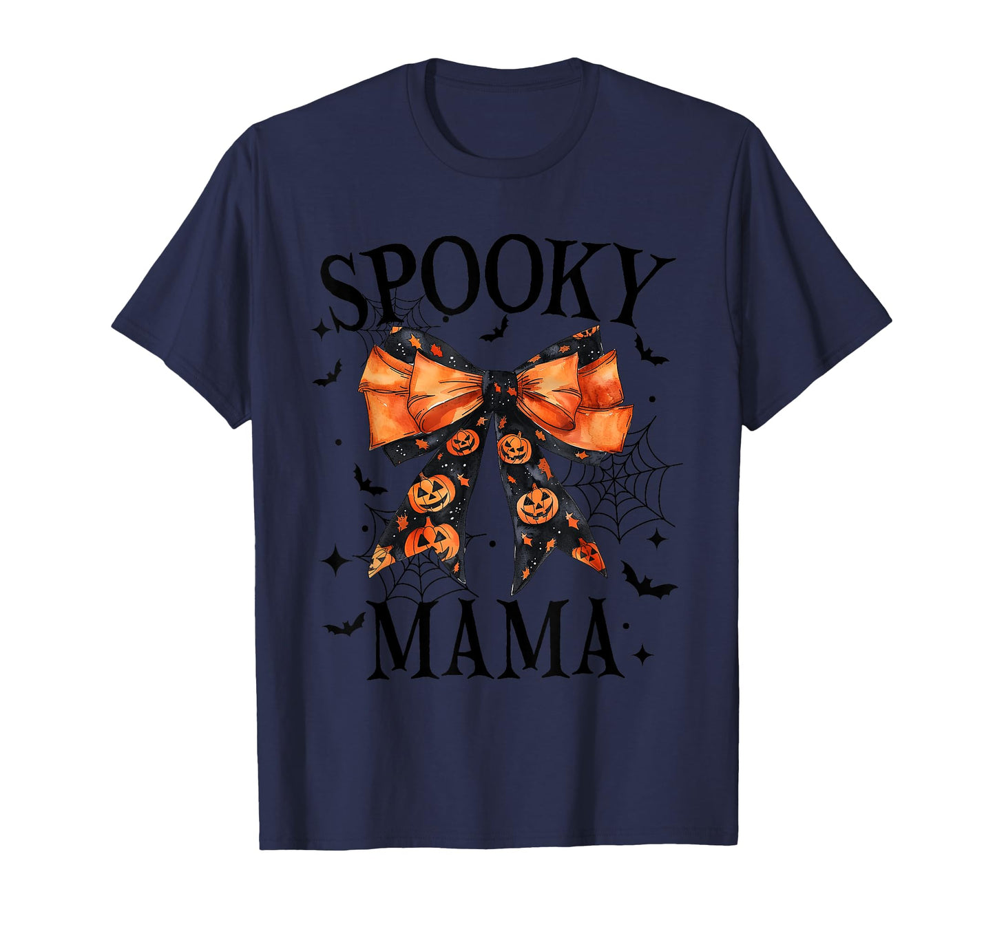 Spooky Mama Coquette Bow Pumpkin Funny Halloween T-Shirt