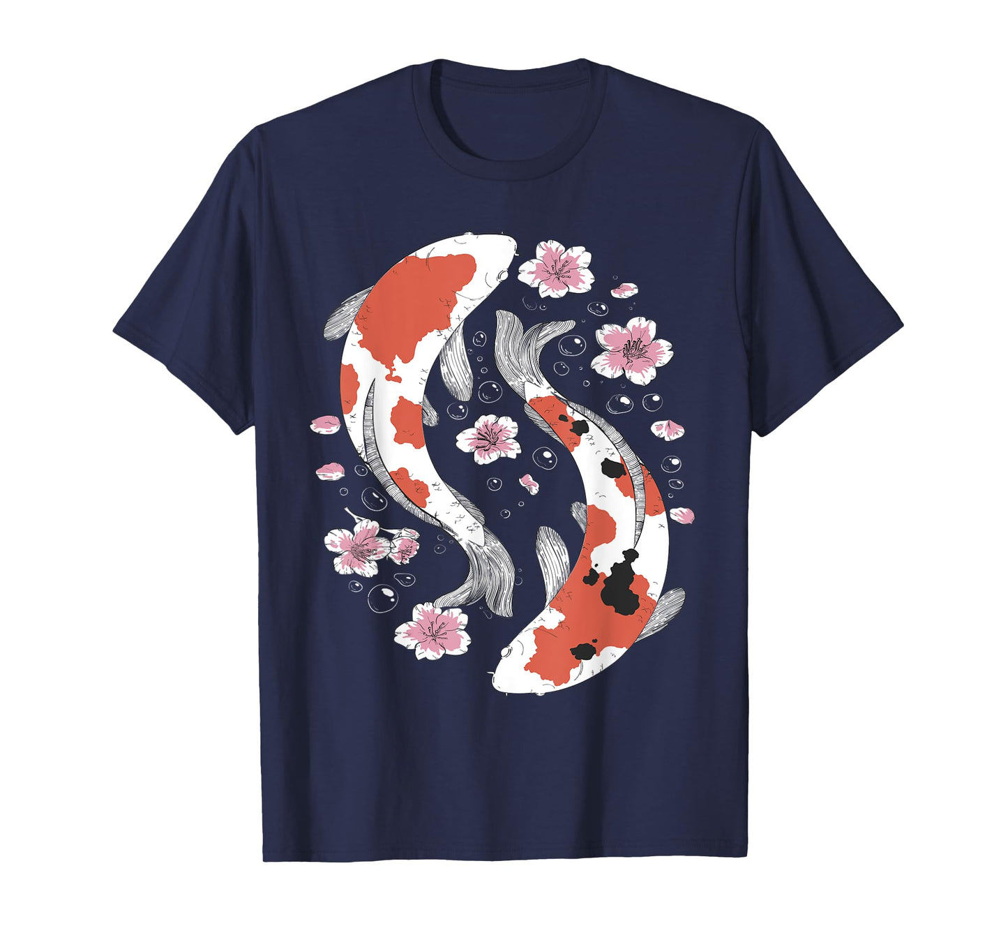 Japanese Koi Fish Sakura Cherry Blossom Floral Art T-Shirt