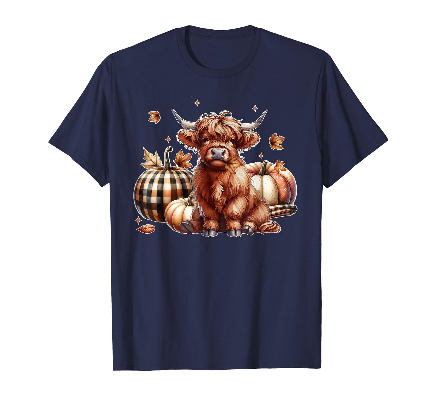 Howdy Fall Western Farm Country Highland Cow Autumn Pumpkin T-Shirt