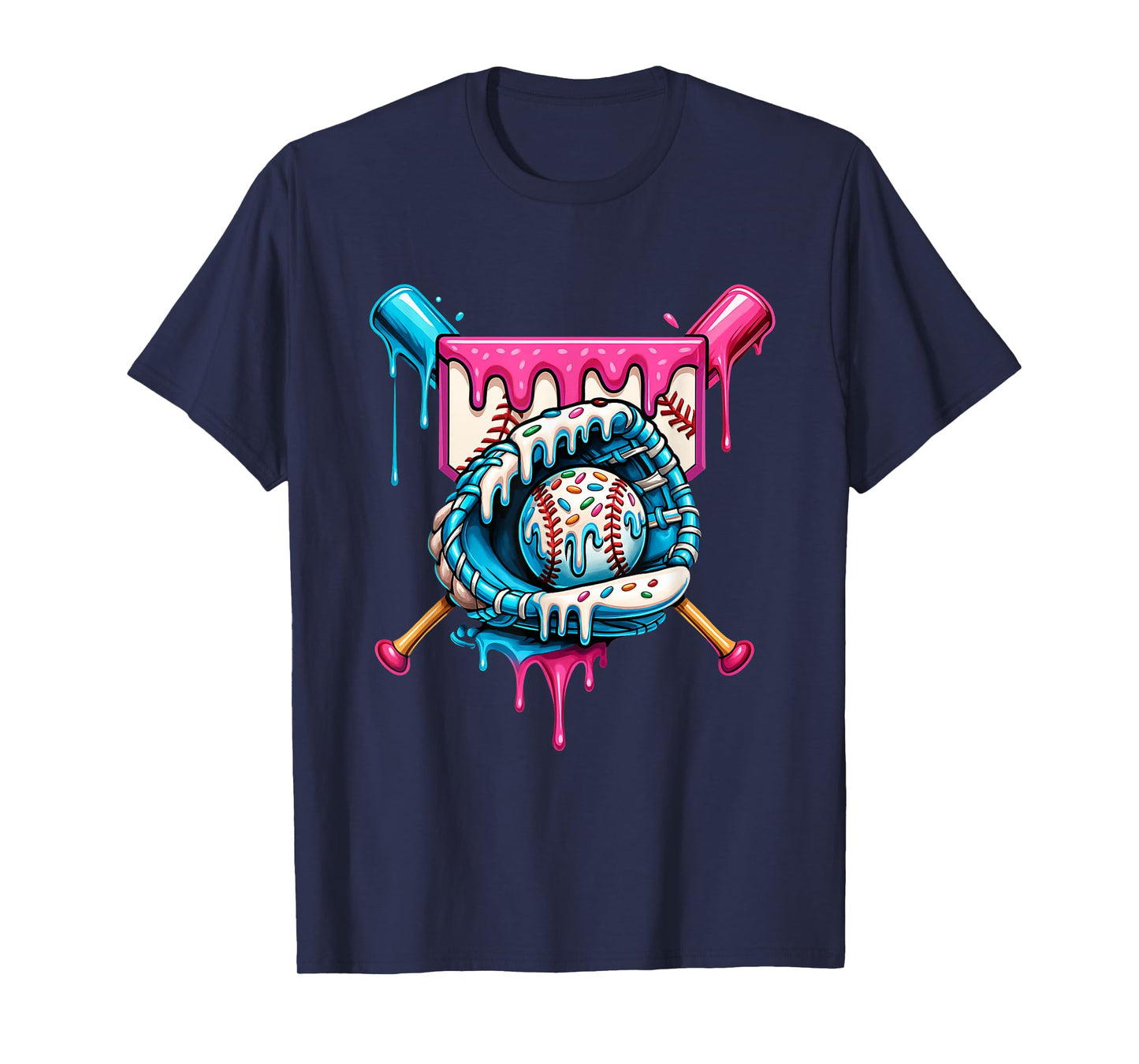 Baseball Drip Ice Cream Sprinkles Baseball Glove Youth Boys T-Shirt