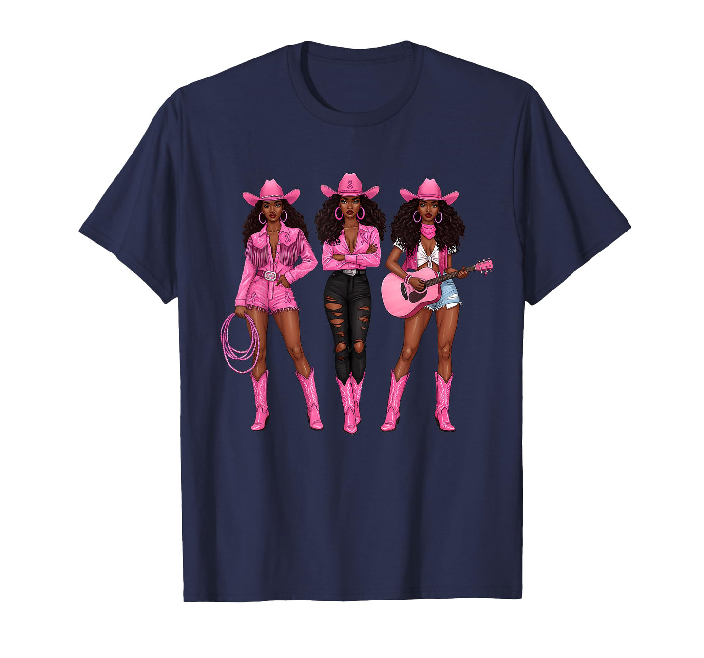 Pink Ribbon Howdy Cowgirl Western Country Breast Cancer T-Shirt