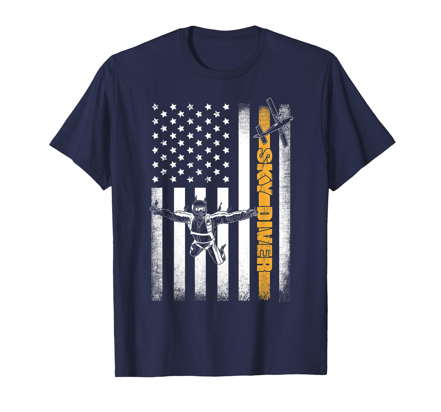 Funny Skydiving Gift Parachuting American Skydiver USA Flag T-Shirt