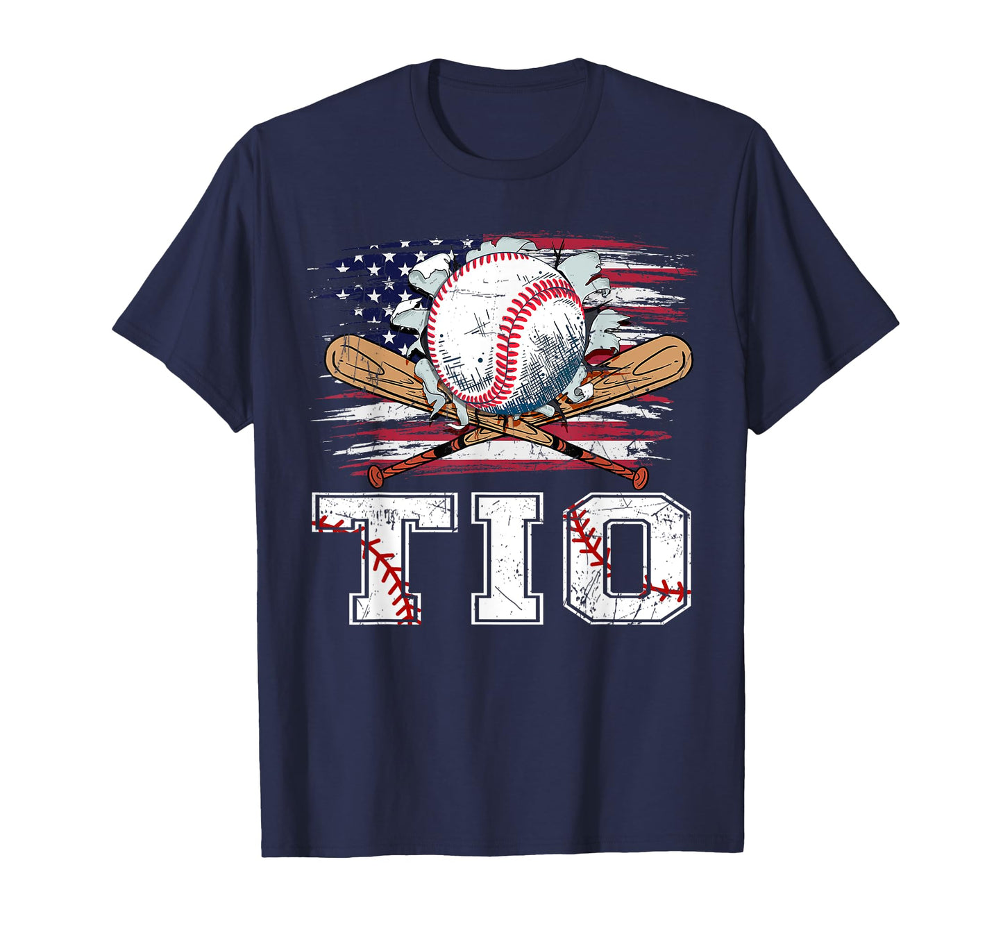 Baseball T-Ball Tio American Flag Proud Ball Tio T-Shirt for Women Kids Men