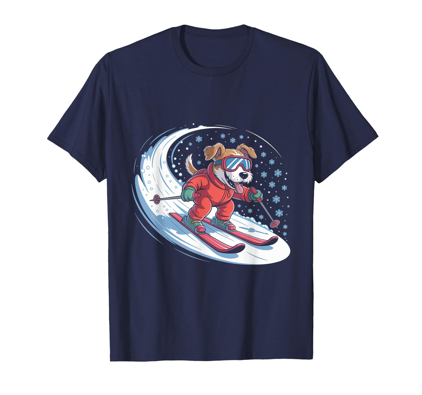 Snow Dog Skiing Puppy Cute Winter Sports Funny Ski Meme Dog T-Shirt