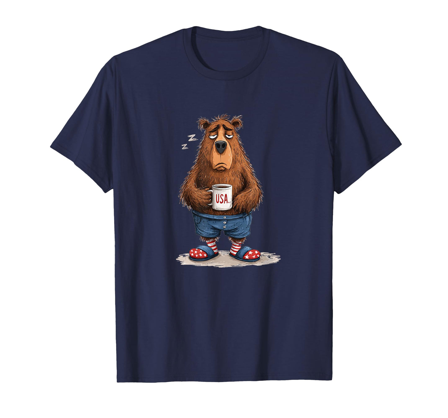Sleepy Bear with Cool USA Mug Costume for Boys and Girls T-Shirt