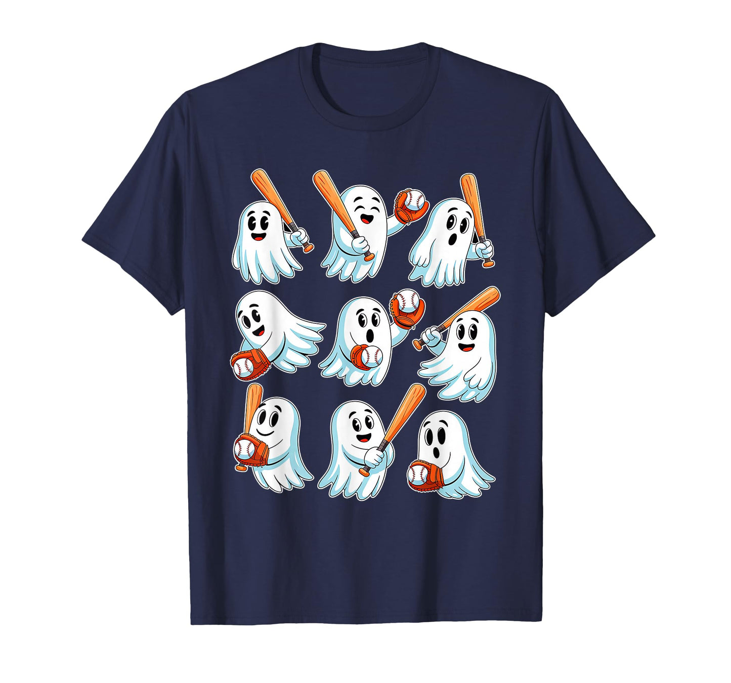 Boo Ghost Halloween Baseball Happy Halloween Baseball Lover T-Shirt