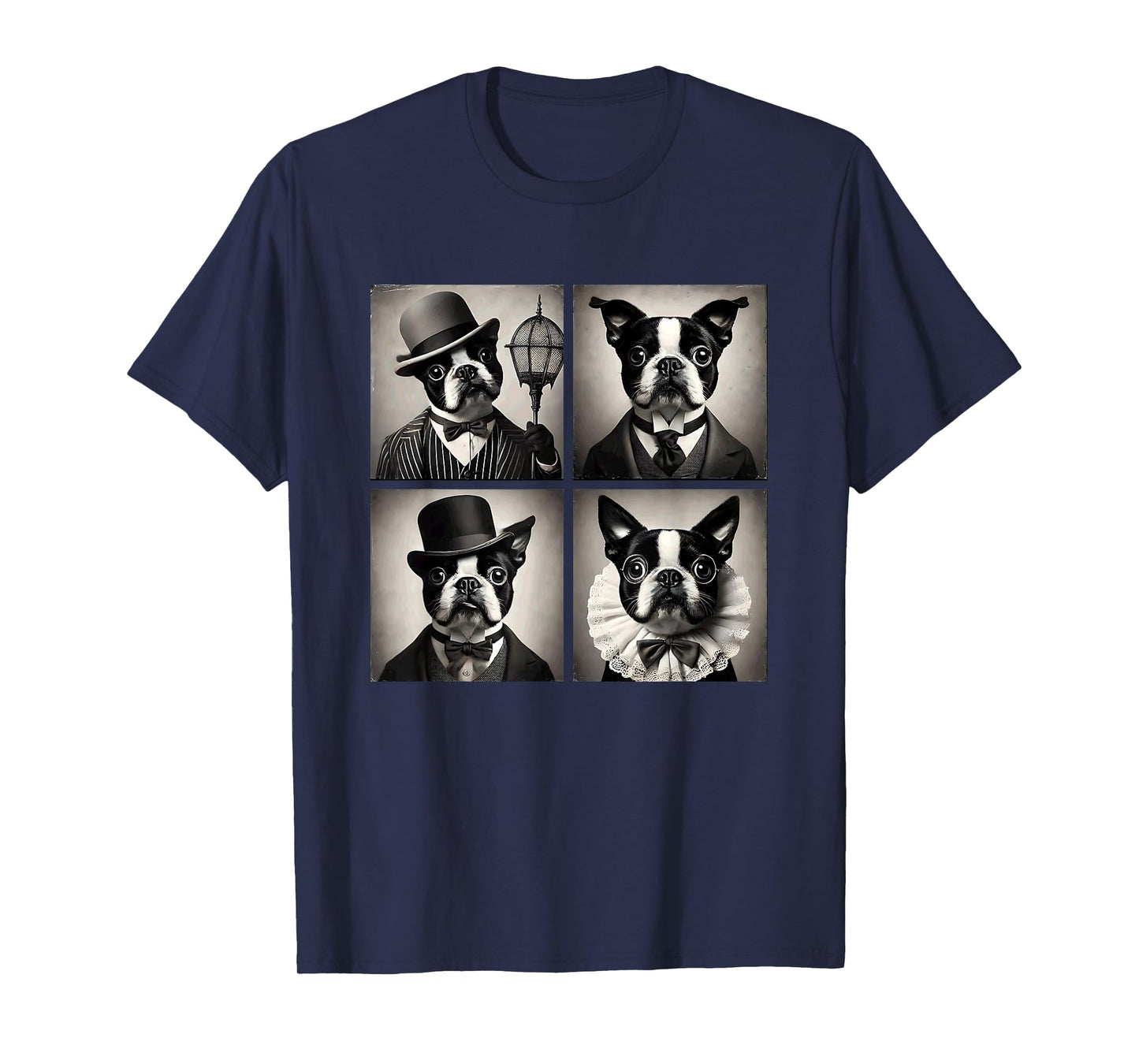 Boston Terrier Funny and Adorable Hats Art Dog Mom Dad T-Shirt