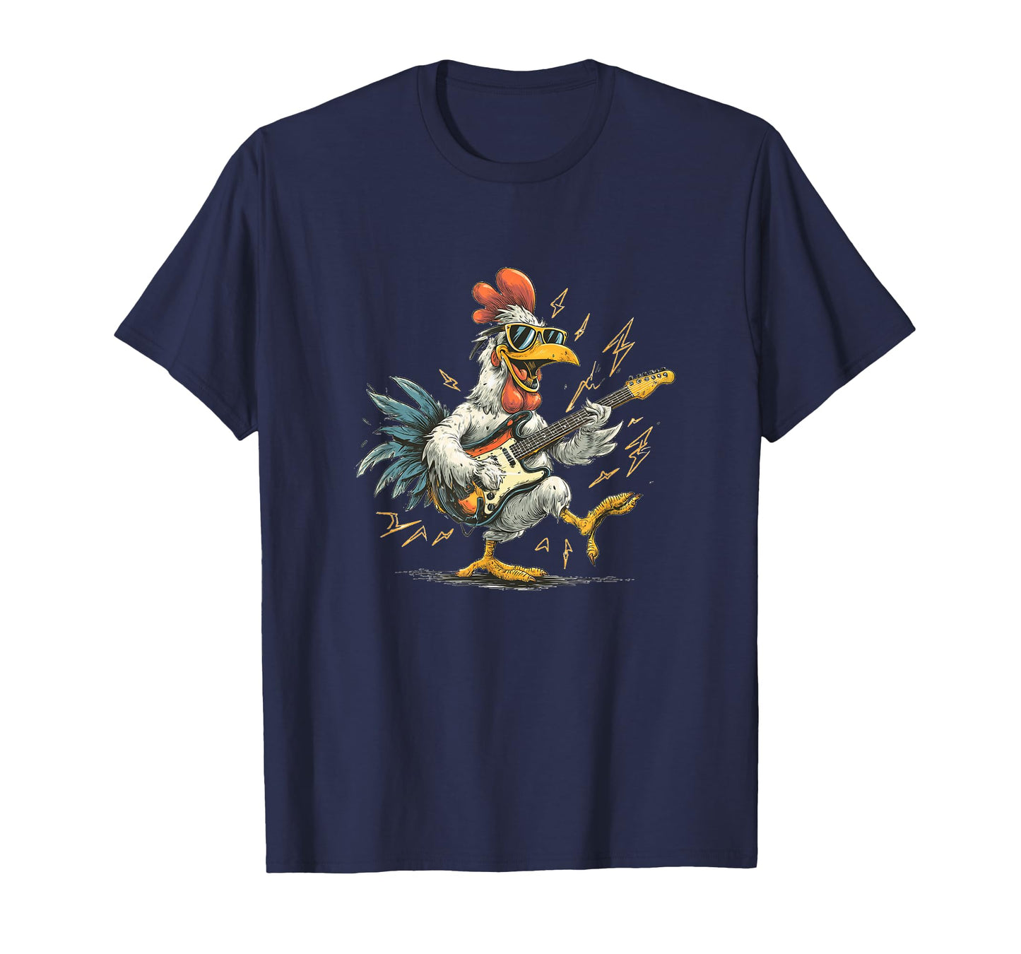 Funny Cartoon Chicken Guitar Costume T-Shirt
