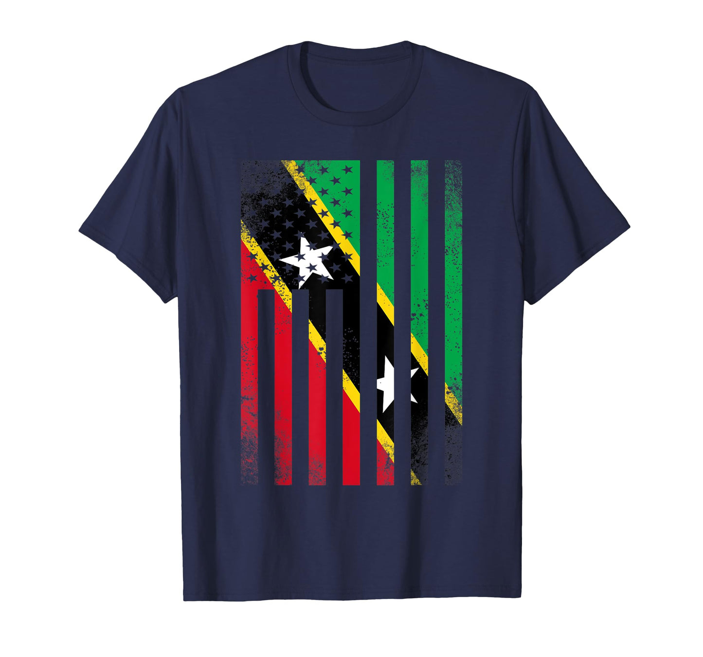 Half Kittian Nevisian Flag Vintage American Inside Me USA T-Shirt