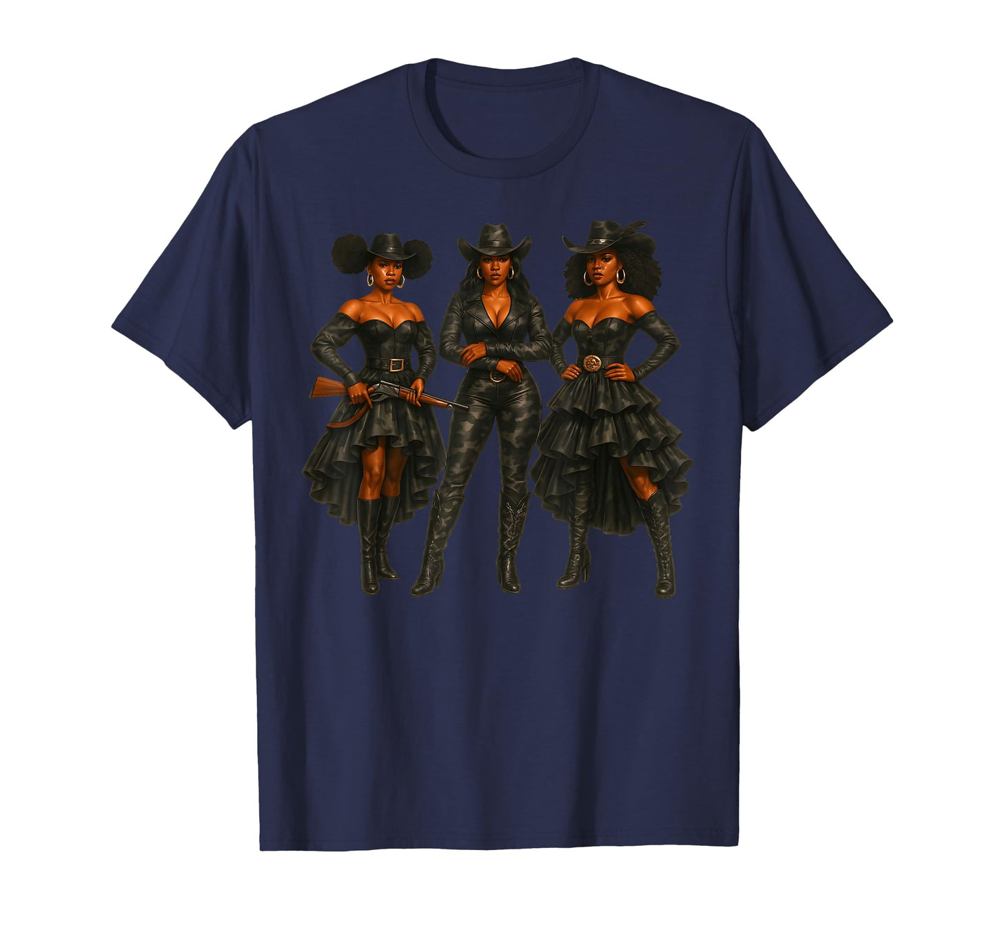 Camo Black Cowgirl Western Rodeo Melanin Black History Texas T-Shirt