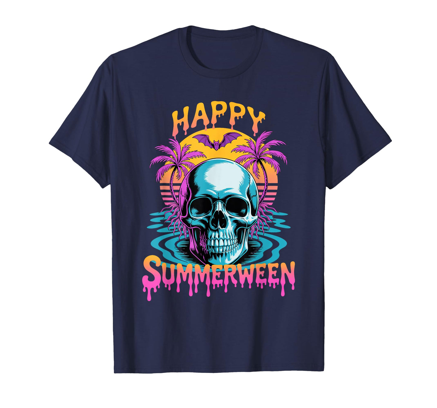 Summer Watermelon Jack-o-lantern Happy Summerween Skeleton T-Shirt