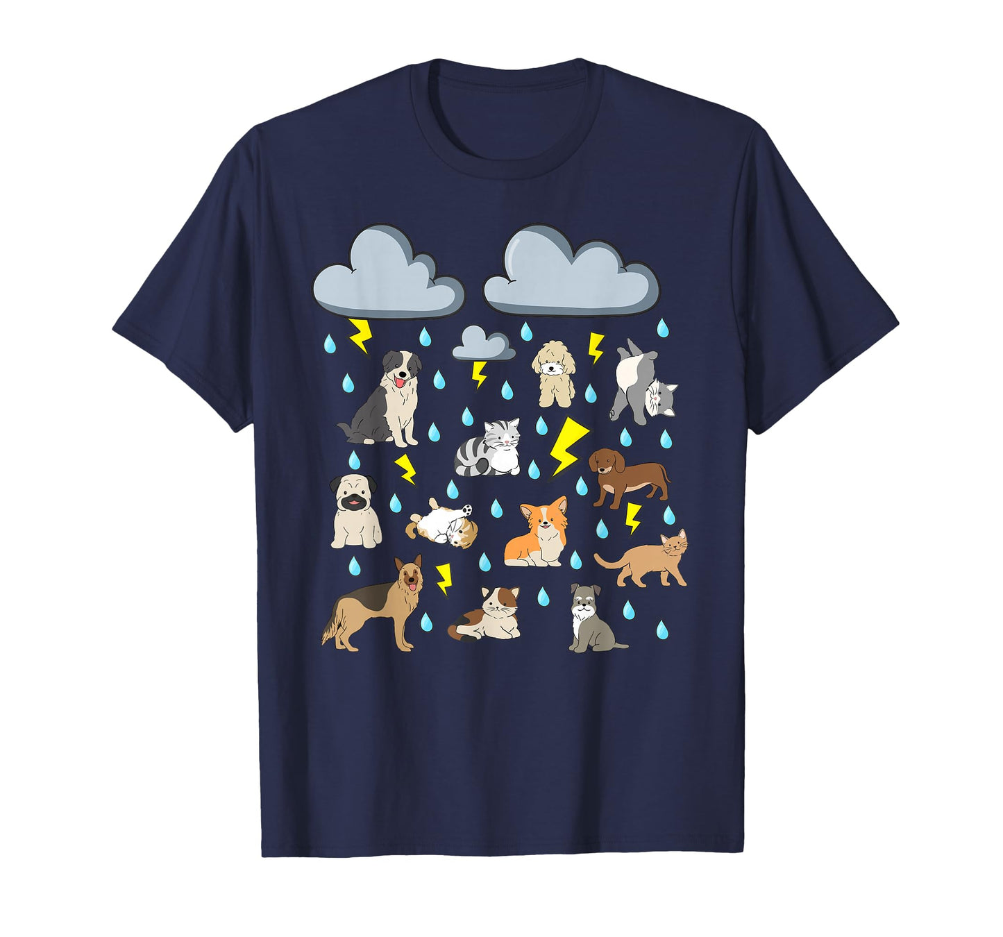 Funny English Idiom Raining Cats and Dogs Puppies Kitten pet T-Shirt