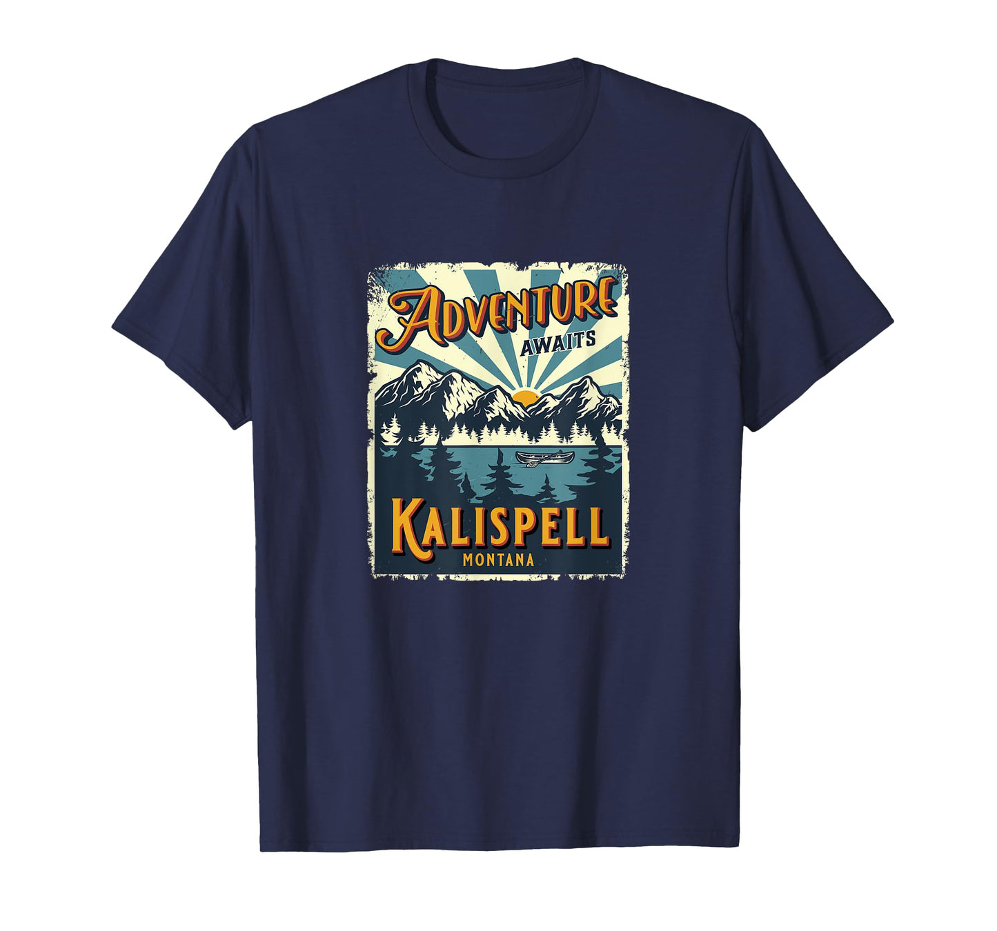 Vintage Kalispell Montana Flathead Lake Retro Sun Souvenir T-Shirt