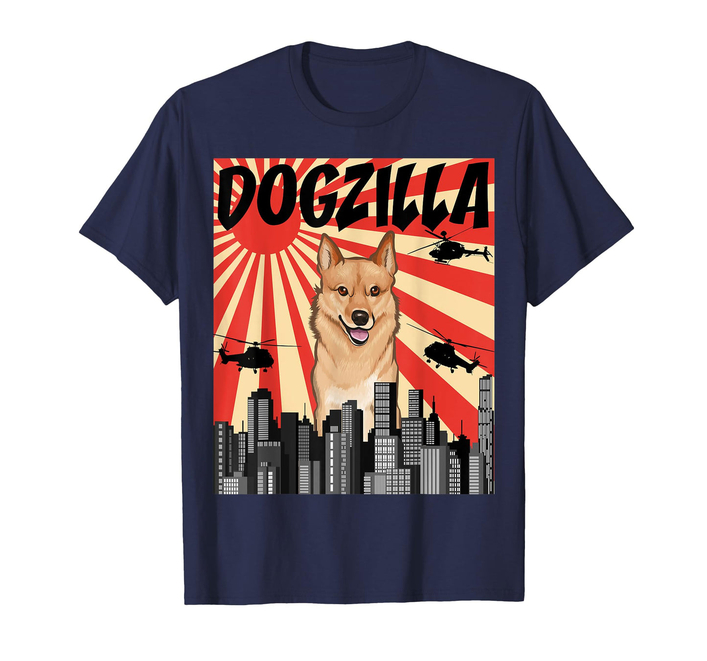Funny Retro Japanese Dogzilla Finnish Spitz T-Shirt