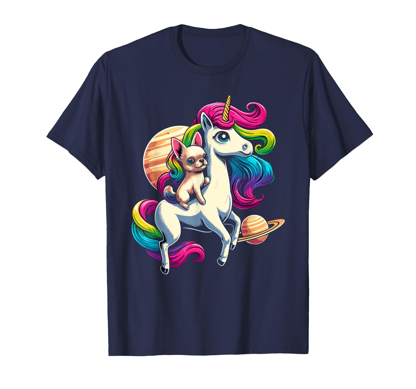 Chihuahua Riding Unicorn for Girls and Women T-Shirt