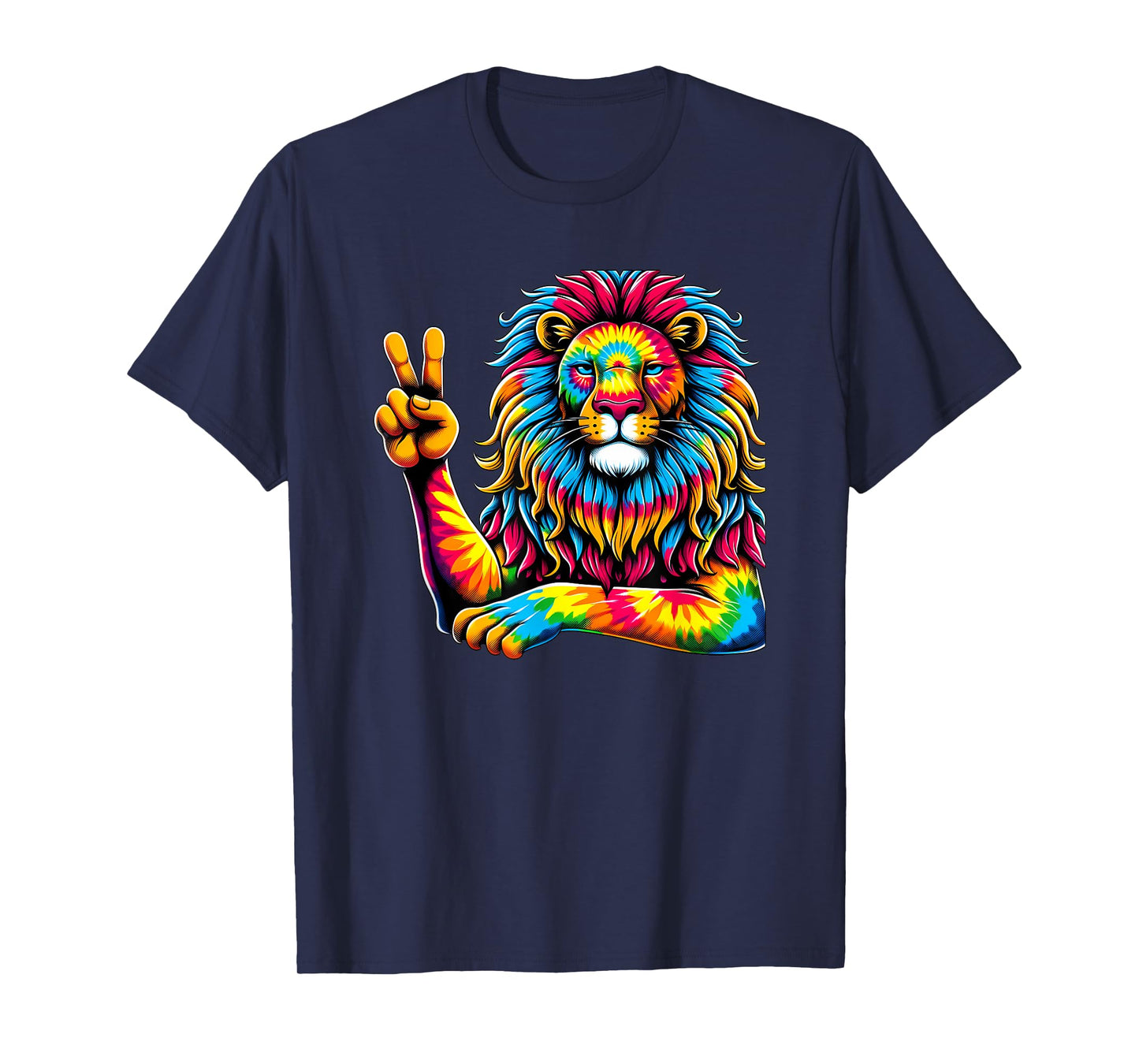 Peace Sign Tie Dye Lion T-Shirt