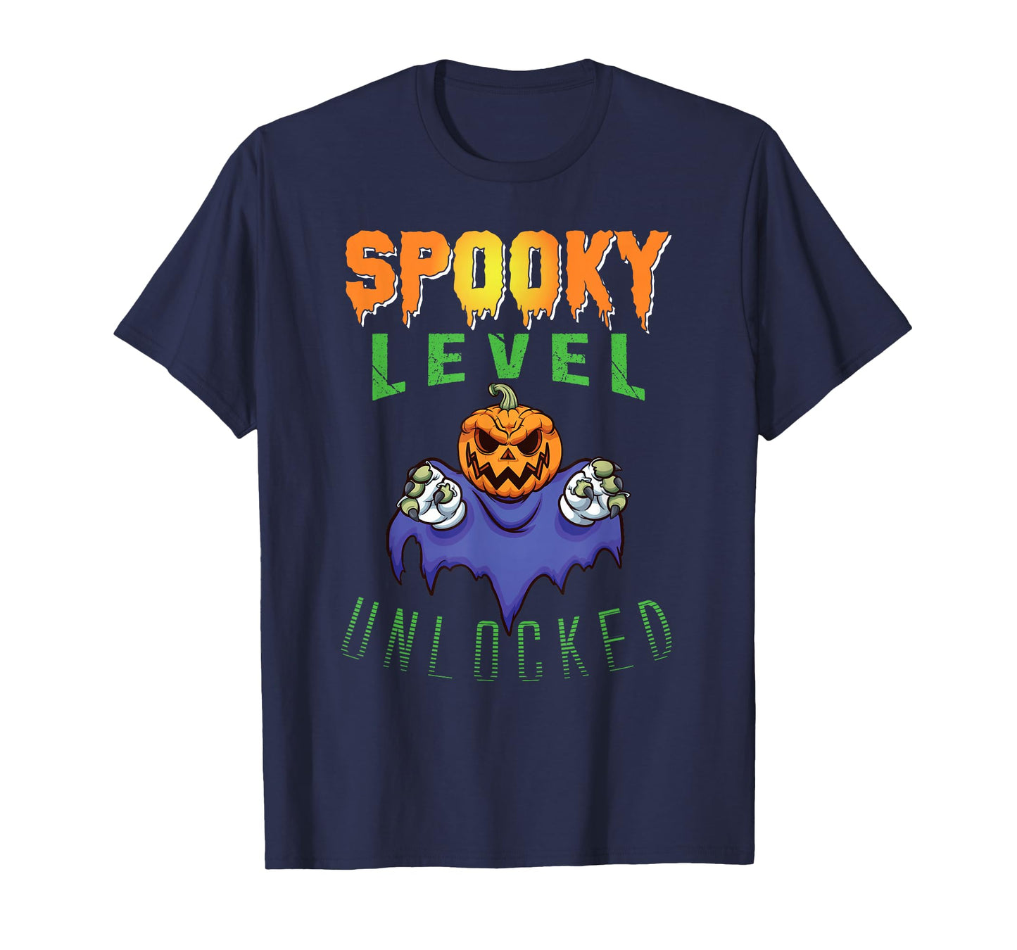Gamer Halloween Spooky Level Unlocked Zombie Boys Teens Kids T-Shirt