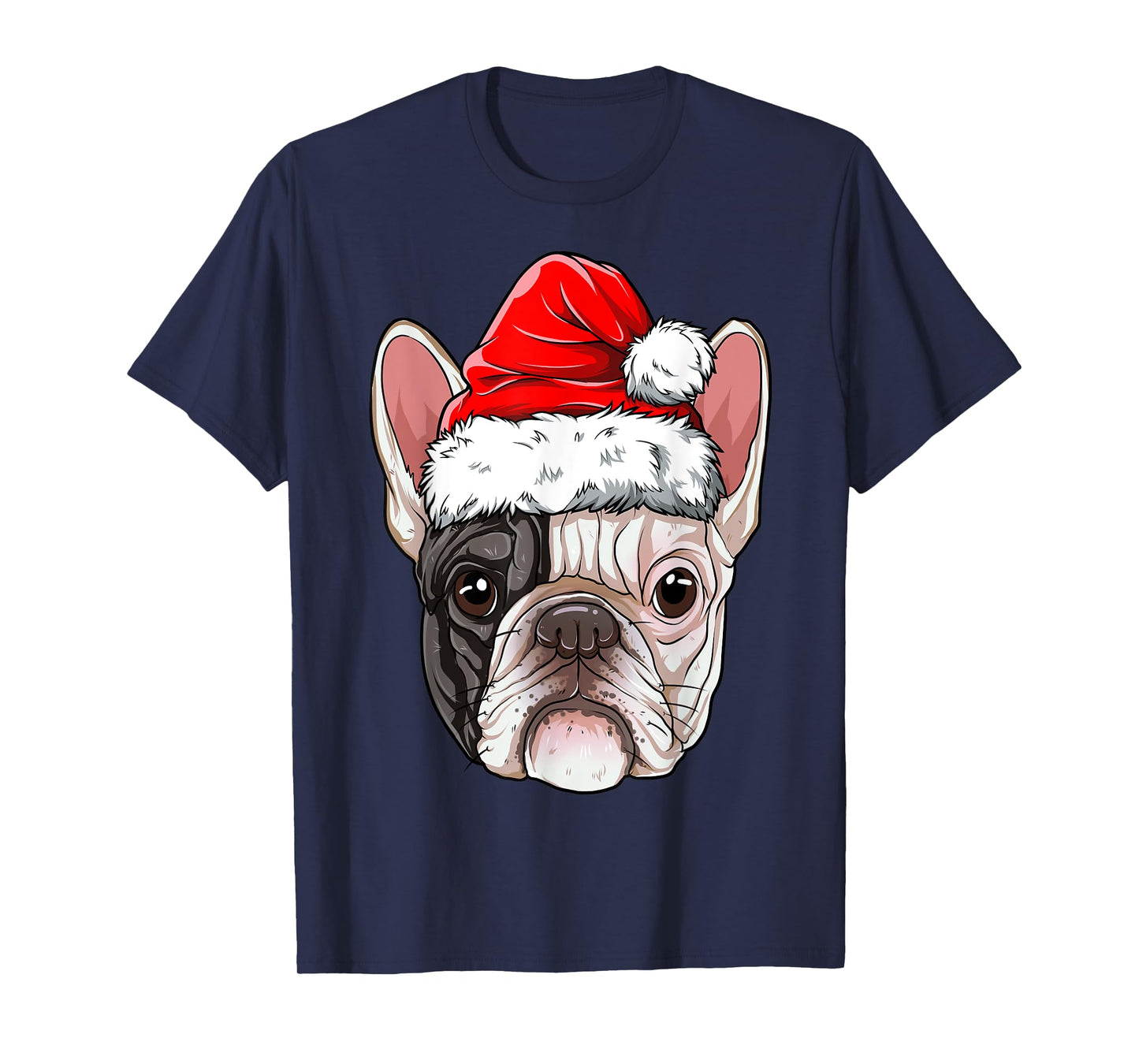 French Bulldog Christmas Dog Santa Hat Xmas Boys Kids Girls T-Shirt