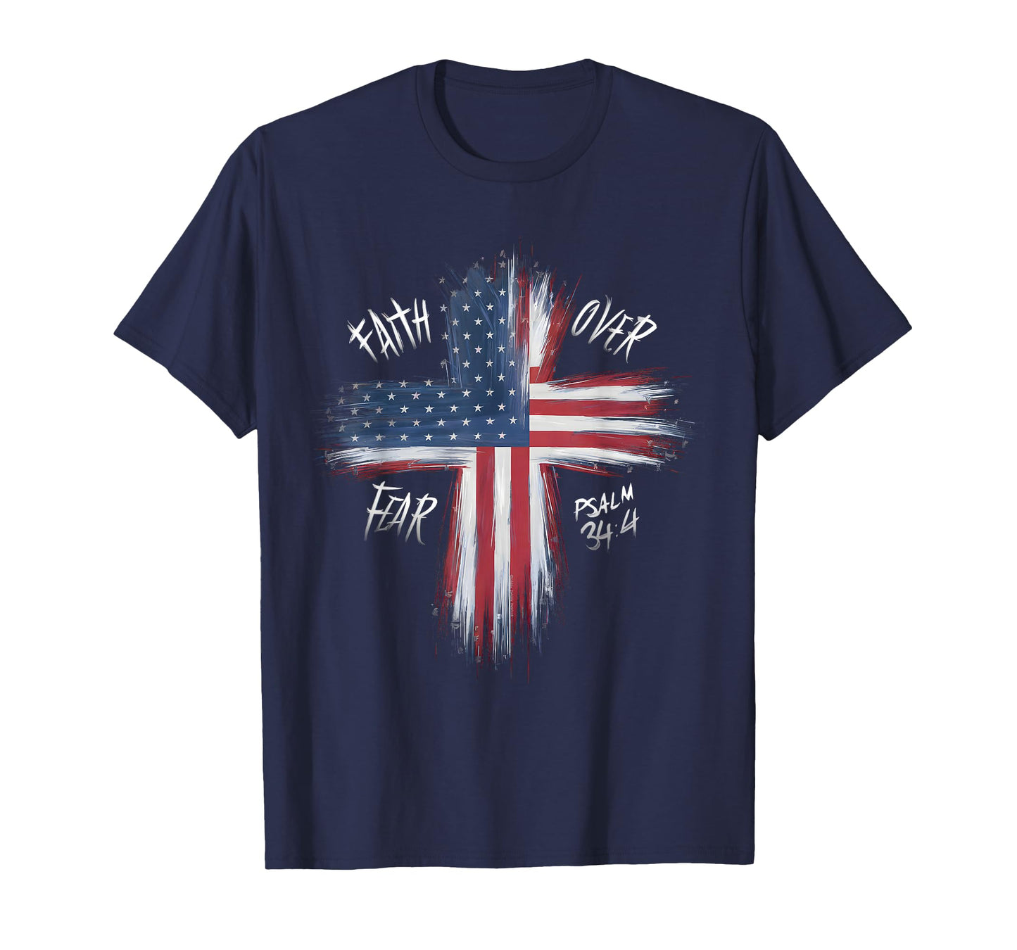 Your Country USA Dibble Dabble Designs Patriotic USA American Flag Faith Over Fear Prayer T-Shirt