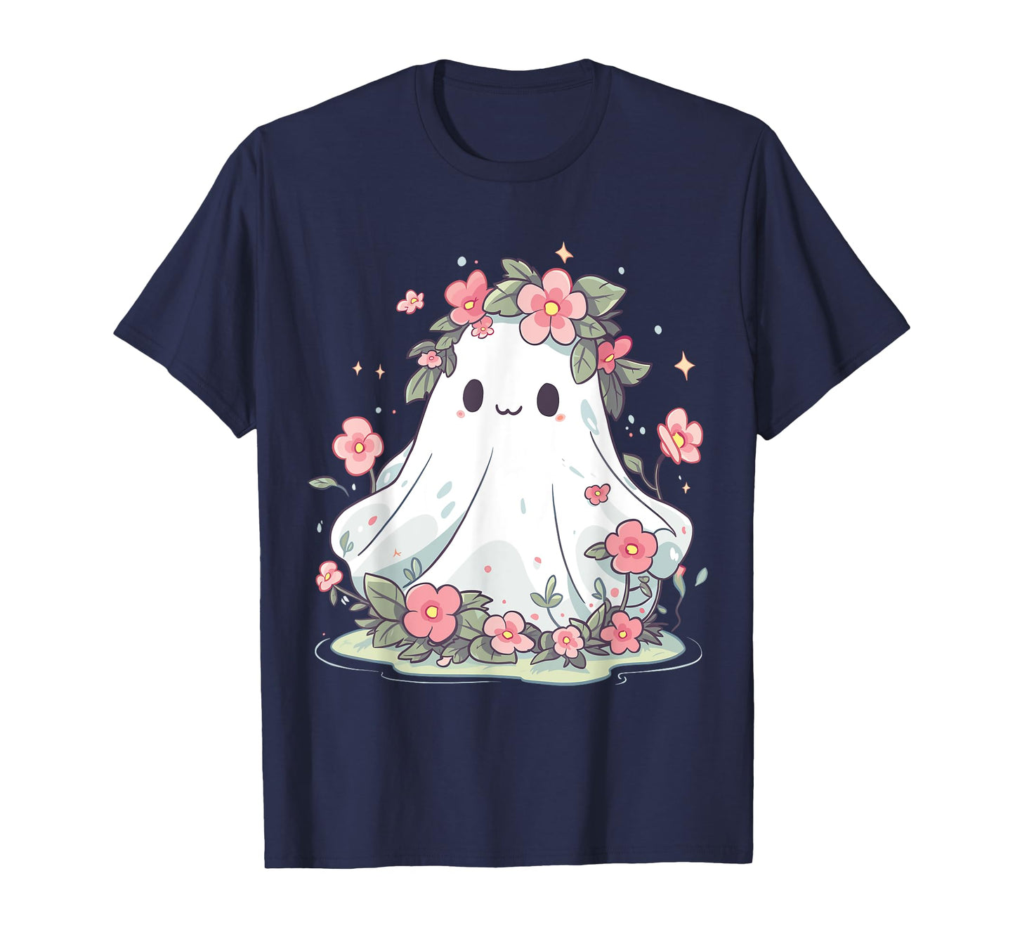 Halloween Shirt Floral Ghost Halloween Costume Girls Women T-Shirt