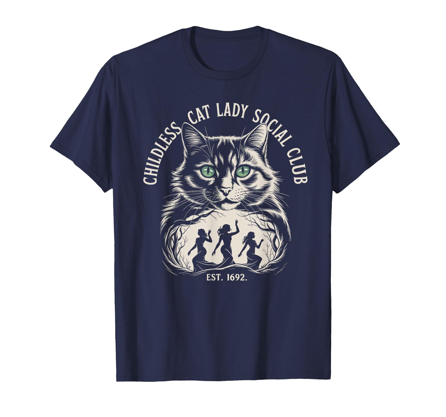 Childless Cat Lady Social Club Witchy Retro Cat T-Shirt