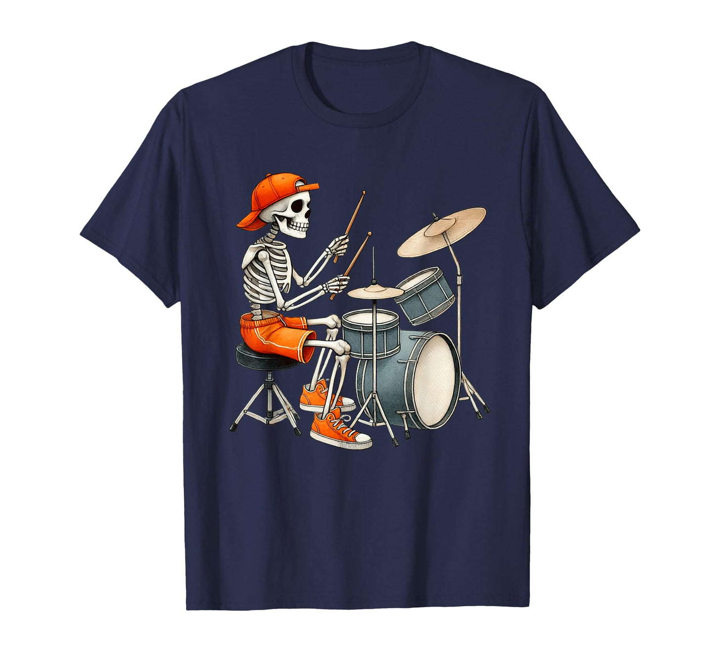 Skeleton Drums Halloween Costume Funny Drummer Men Boys Kids T-Shirt