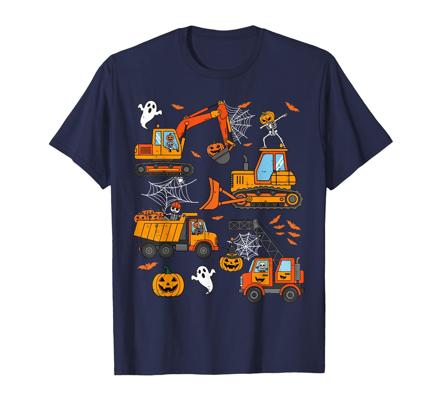 Spooky Construction Trucks Toddler Boys Halloween Costume T-Shirt