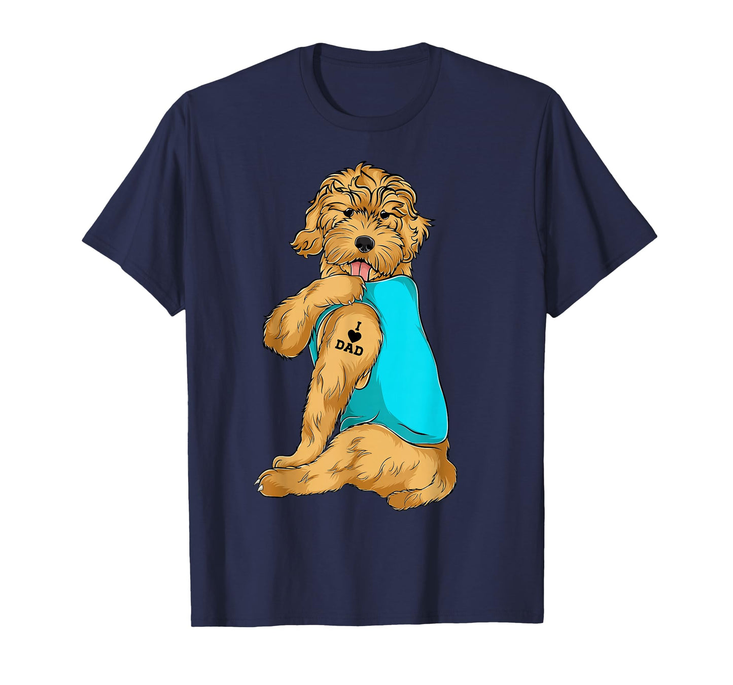 Golden Doodle I Love Dad Tattoo Apparel, Dog Dad Gifts Dads T-Shirt