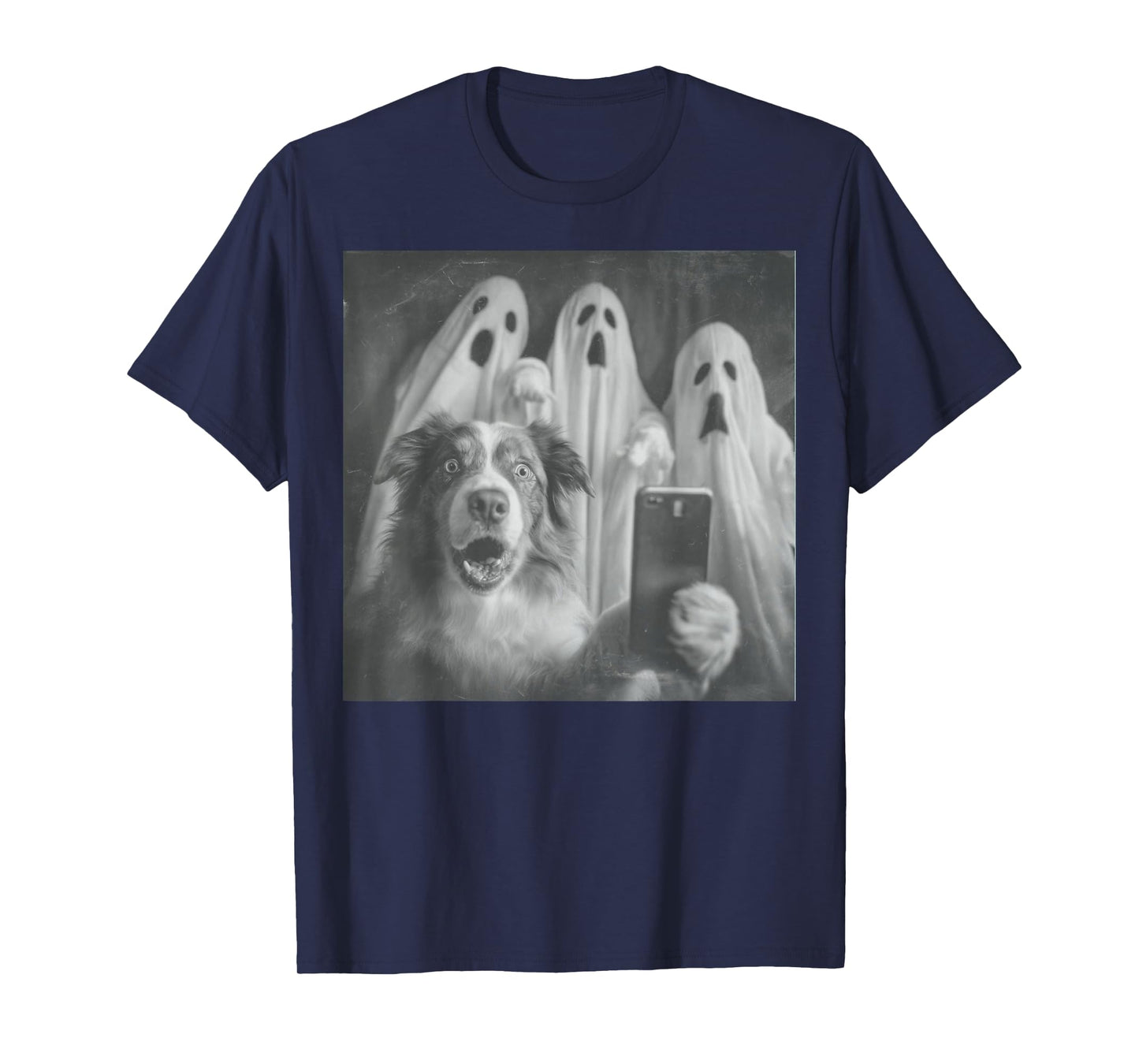 Australian Shepherd Selfie Funny Ghost Halloween T-Shirt