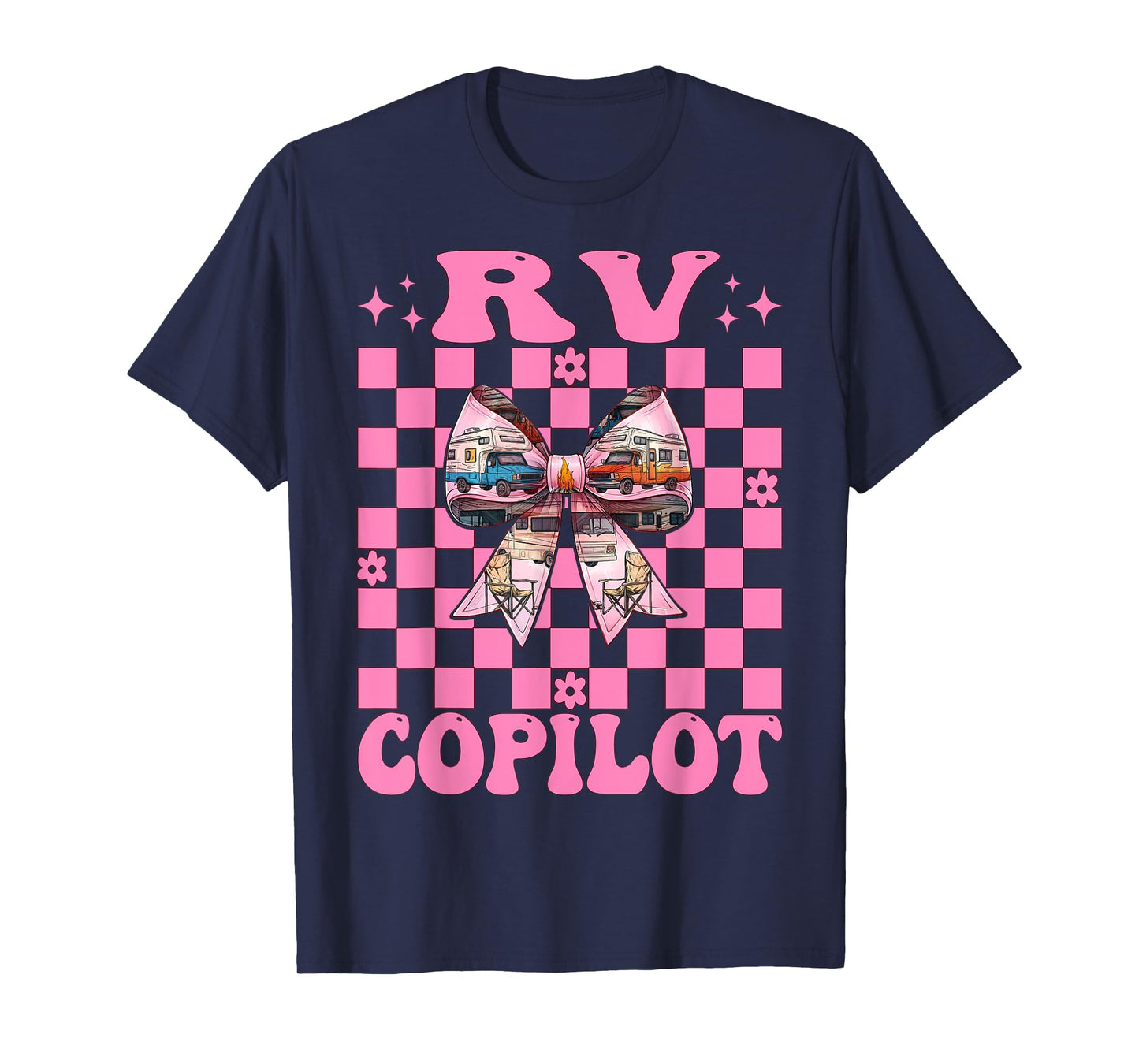 RV Copilot RV Camping Camper Motorhome Girl Mom Coquette Bow T-Shirt