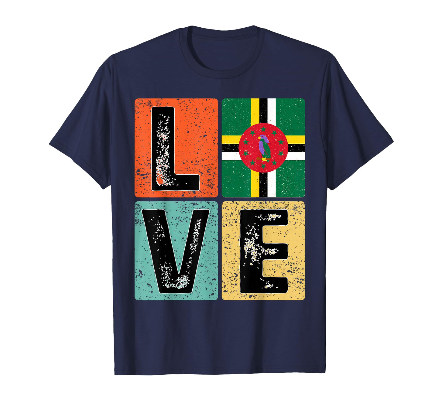 Vintage Retro I Love Dominica Flag for Dominican Pride Gift T-Shirt