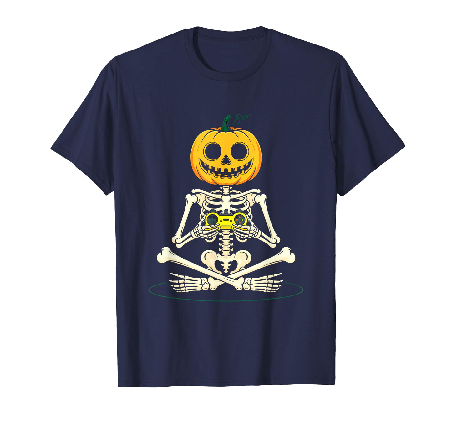 Halloween Skeleton Pumpkin Gamer Video Gaming Men Adult Kids T-Shirt