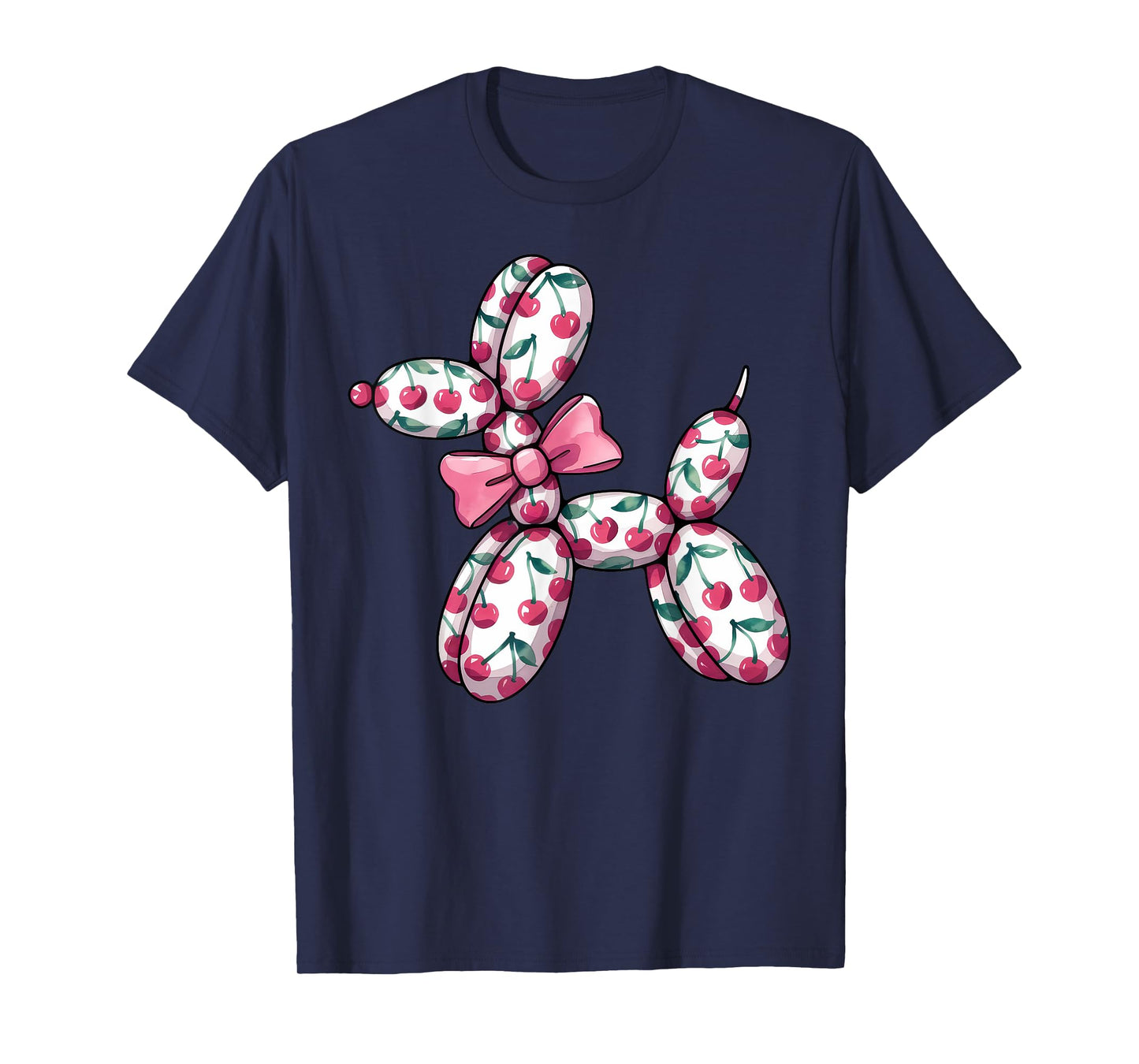 Cherry Balloon Dog Coquette Bow Women Girl Kids Dog Lover T-Shirt