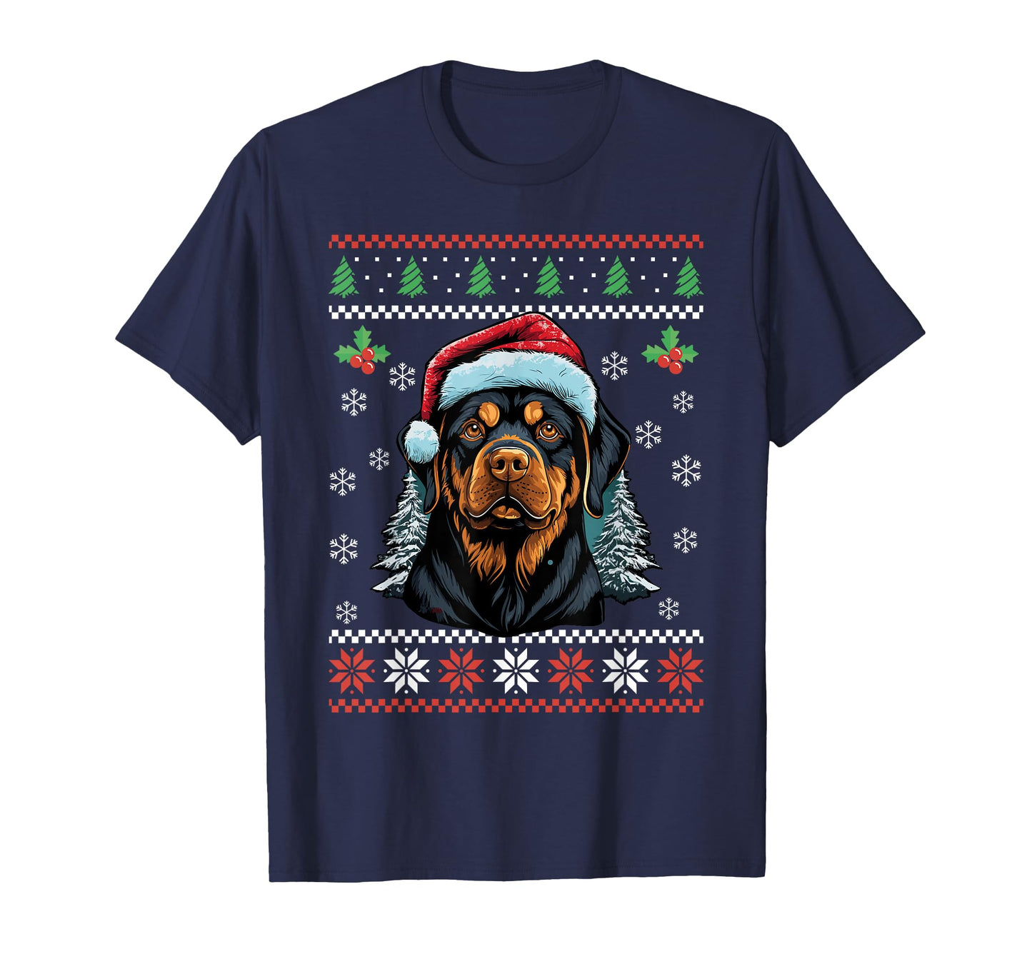 Rottweiler Dog Ugly Christmas Sweater Xmas For Adults Kids T-Shirt