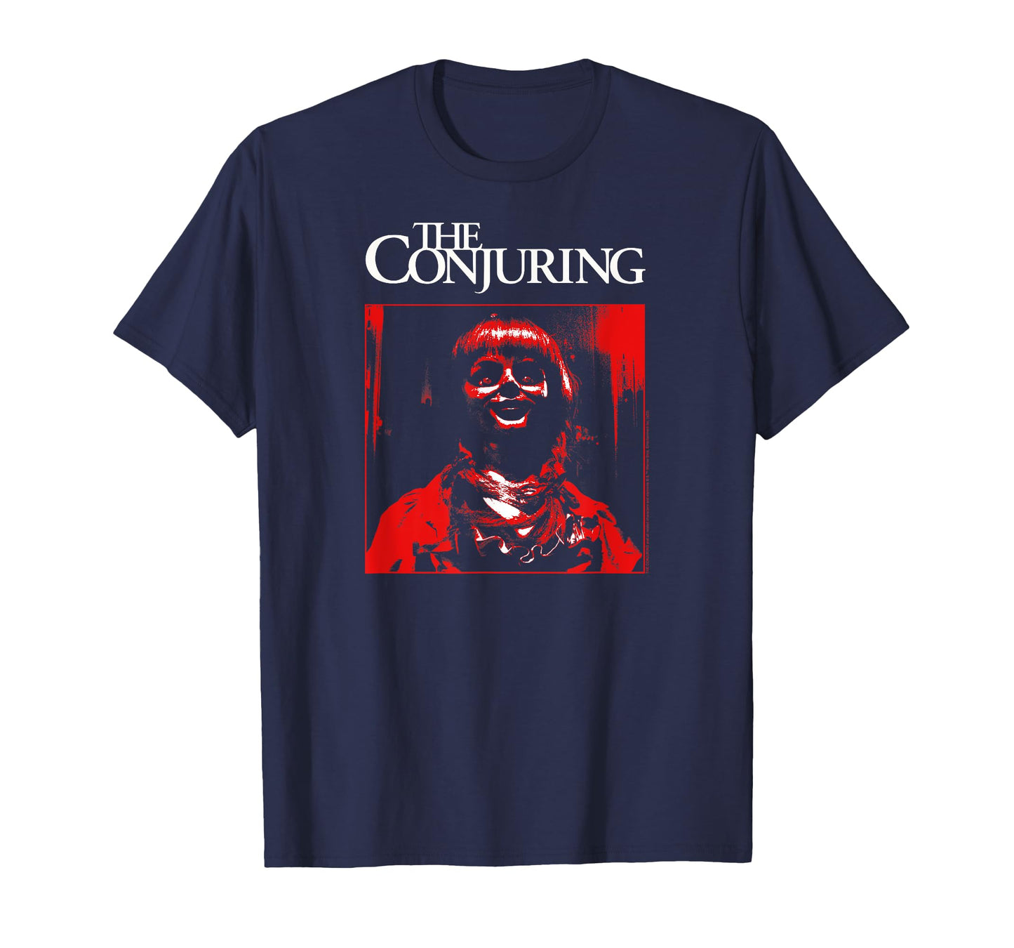The Conjuring Red Annabelle Photo with Logo Horror Movie T-Shirt