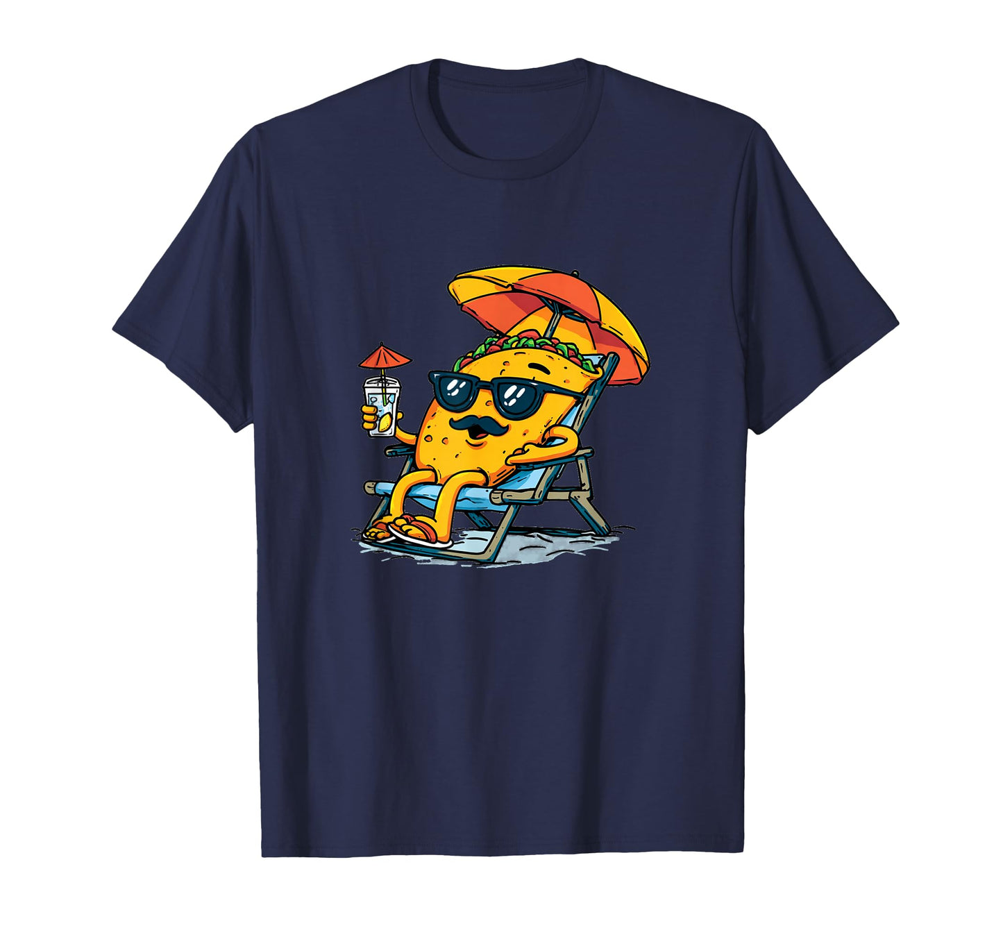 Taco Sunglasses with Beard for Vacation Lovers T-Shirt