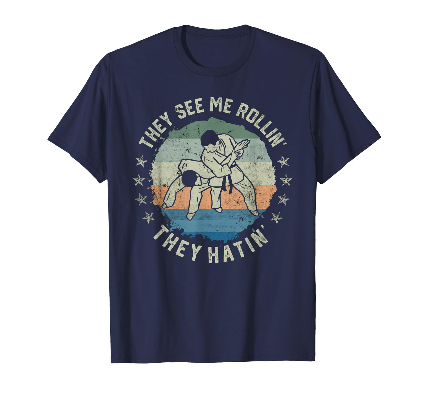 Retro Vintage They See Me Rollin Funny Brazilian Jiu-Jitsu T-Shirt