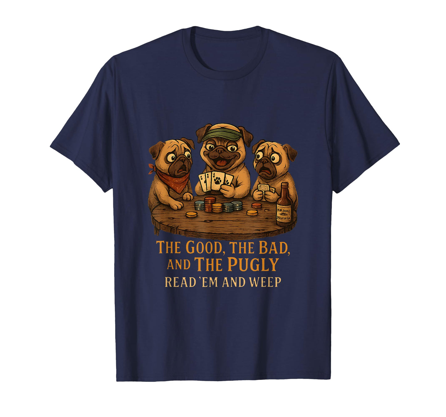 Cowboy Pug Funny Western Outfit Pug Cowboy Dog Costume Poker T-Shirt