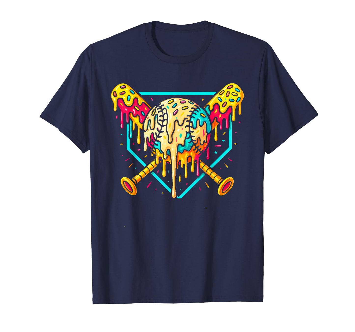 Baseball Home Plate Dripping Ice Cream Drip Youth Boys T-Shirt