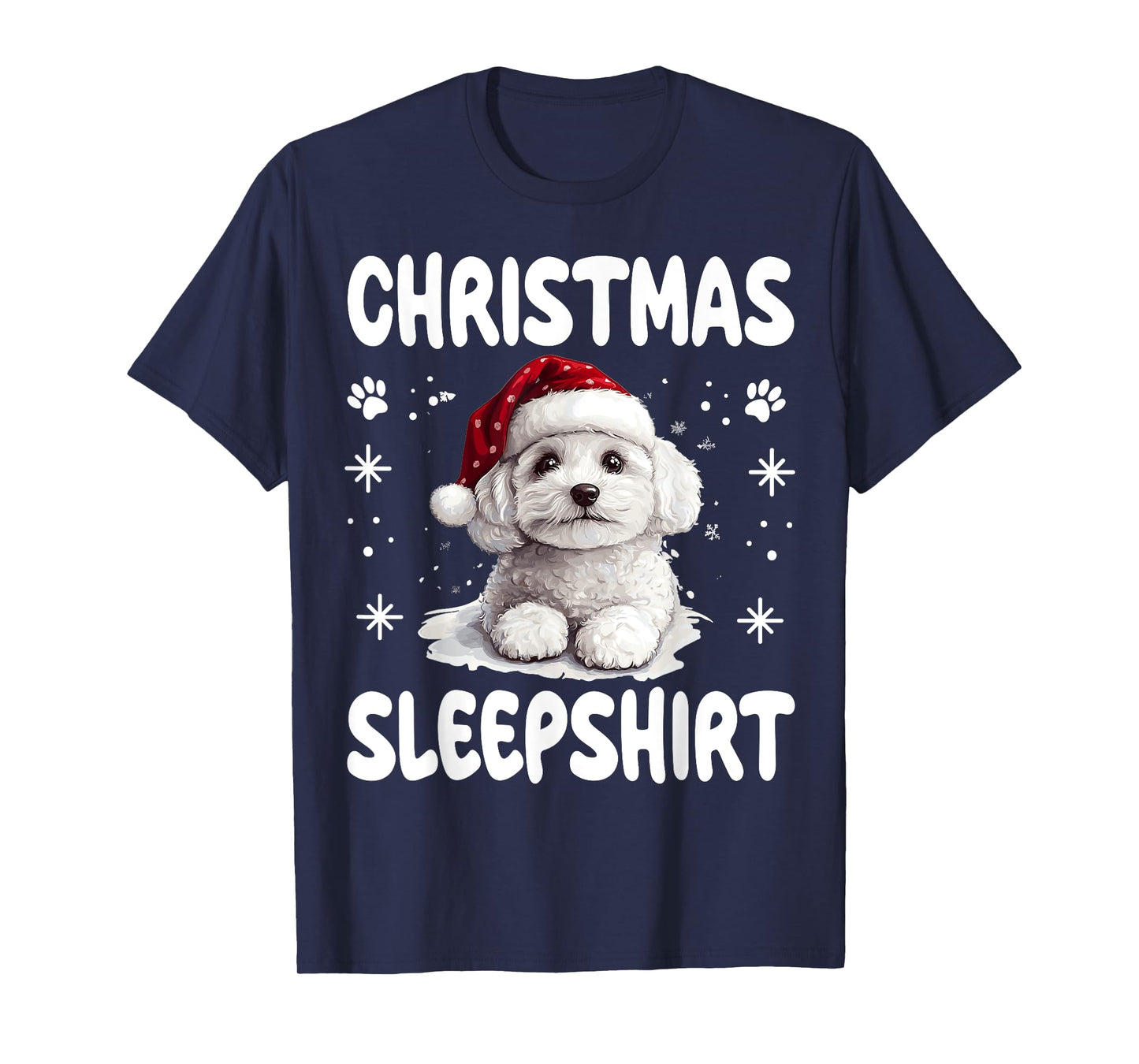Bichon Frise Dog Nightgown Pajama Christmas Sleepshirt T-Shirt for Men Women Kids