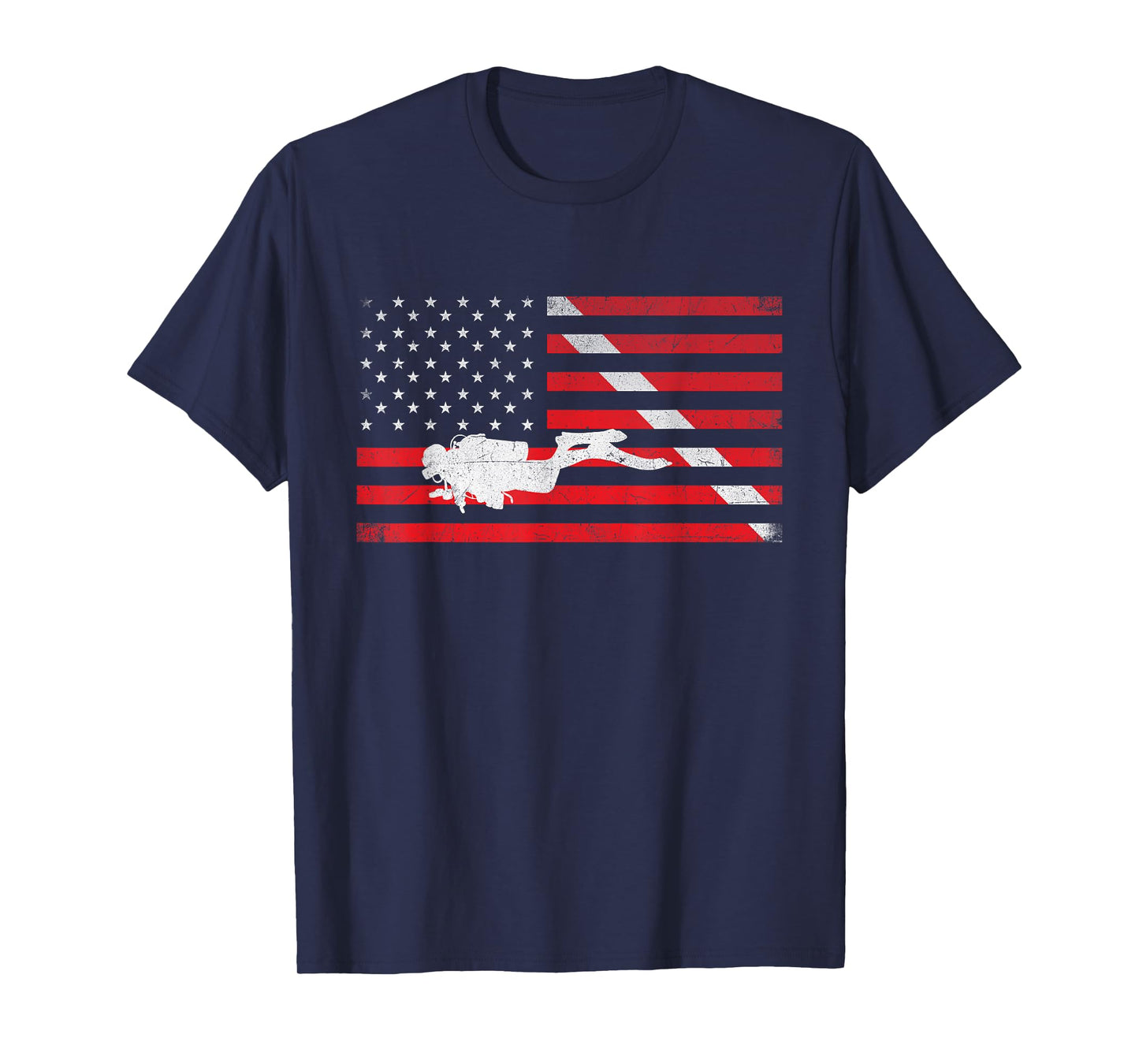 Scuba Diving - USA Flag Underwater Ocean Scuba Diver T-Shirt